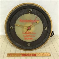 VINTAGE KNICKERBOCKER LIGHT UP BEER CLOCK/ SIGN