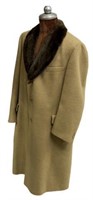 MENS CAMEL HAIR COAT WITH BEAVER FUR SHAWL LAPEL