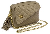 CHANEL "CAMERA" QUILTED LEATHER TASSEL BAG