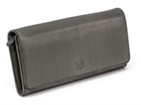 LOEWE PEWTER TONE LEATHER LONG BI-FOLD WALLET