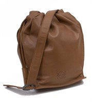 LOEWE BROWN LEATHER MINI DRAWSTRING SHOULDER BAG