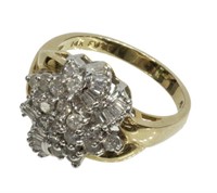 LADIES ESTATE 14KT GOLD & DIAMOND CLUSTER RING