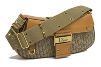 DIOR 'DIORISSIMO' MONOGRAM CANVAS AND LEATHER BAG