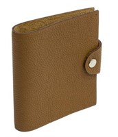 HERMES 'ULYSSE' TOUPE LEATHER MINI AGENDA COVER