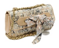 CHANEL "COCO MADEMOISELLE" SILK SCARF FLAP BAG