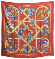 HERMES 'CARAIBES' SILK TWILL SCARF