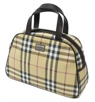 BURBERRY NOVA CHECK COATED CANVAS SMALL BOSTON BAG