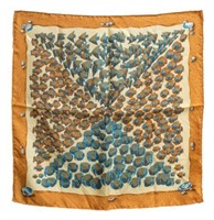 HERMES SILK TWILL POCKET SQUARE TROPICAL FISH