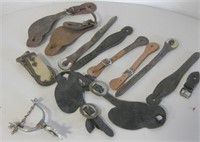 Lot Of Leather Straps And One Spur