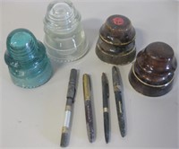 Vintage Lot -  Insulators And Ink Pen