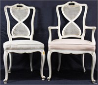 SET OF SIX VINTAGE ITALIAN PAINTED CANEBACK CHAIRS