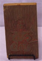 3.5" x 6" Asian Woodblock Stamp w/ Wire Stand