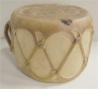 Small Rawhide Drum, Signed 7" X 4.75"