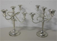 Pair Of Silver Plated Candelabras - 11" Tall