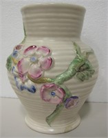 Vtg 7" English Clarice Cliff Ribbed My Garden Vase