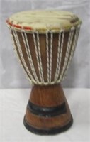 16" Tall Hand Made Wood  Drum - Works