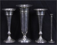 LOT OF FOUR STERLING SILVER BUD VASES