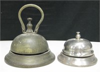 2 Vintage Countertop Bells - 1 Brass