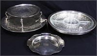 LOT OF THREE SILVER PLATED SERVING PIECES