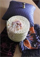 Woven Basket & Hand Made Silk Scarf & More