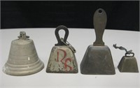 Lot Of 4 Vintage Bells - Tallest Is 3.25"