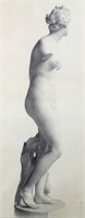 CHARCOAL DRAWING OF FEMALE NUDE SCULPTURE, 1888
