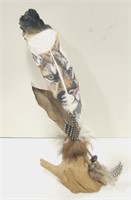 Hand Painted Cougar Feather 13" Tall