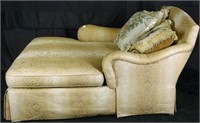 SHERRILL ROLLED ARM CHAISE IN GOLD BROCADE FABRIC