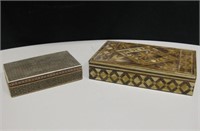 2 Vintage Inlay Wood Jewelry Boxes