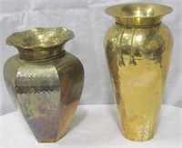 Lot Of 2 Brass Vases Or Urns - Tallest Is 15"