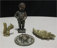 Brass Squirrel & Leaf / Bronze Lion Head & Child