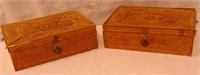 Lot Of 2 Leather Covered Wood Boxes