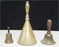 3 Small Vintage Bells - 2 Brass / 1 Marked Bruce