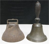 Lot Of 2 Vintage Bells - Brass & Iron