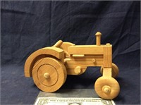 Handmade wooden toy tractor