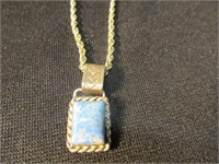 Necklace Pendant Sterling with Blue Stone