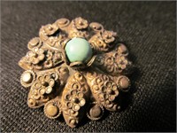 Broach with Stone-- Looks like Sterling No Mark