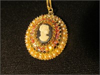 Cameo Necklace Jeweled