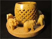 Soapstone elephant candle holder