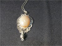 Necklace with Pendant Light Brown Stone