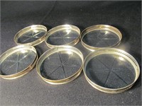 6 Silver and Glass Coasters