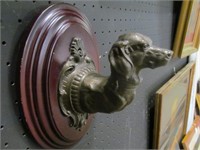 Dog Sconce Cast Metal on Wood Plaque