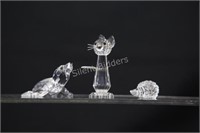 Swarovski Crystal Figurines, Cat, Seal, Hedge Hog