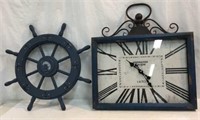 Large Decorative Clock & Ships Wheel V 7A