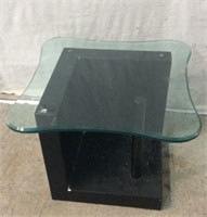 Glass Top Side Table w/ Heavy Ceramic Base X6B