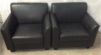 2 Black Synthetic Leather Cushioned Chairs X