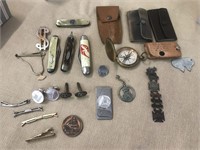 Buck Knifes, Tie Clips Compass & More