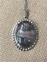 Sterling Necklace & Pendant With Large Stone