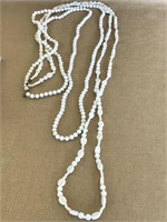 (2) White Bead Necklaces