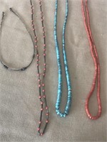 (4) Handcrafted Turquoise & Stone Necklaces